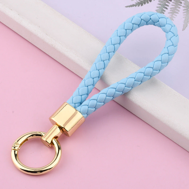 Wholesale PU Leather Woven Lanyard Keychain
